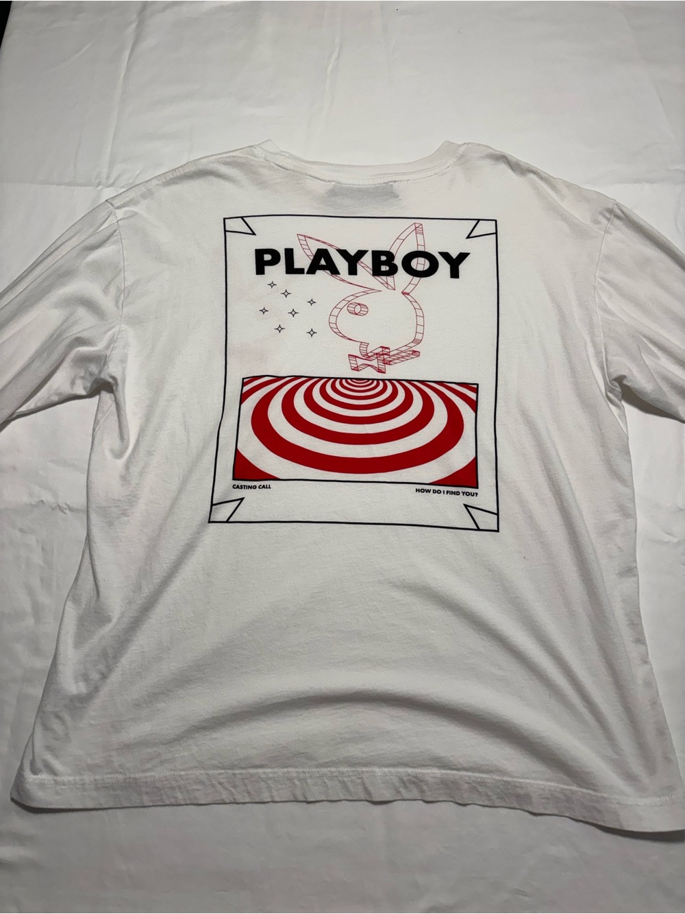 Vintage PLAYBOY Casting Call White Long Sleeve Tee